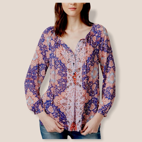 Lucky Brand Tile Peasant Top, Women’s - Picture 2 of 5